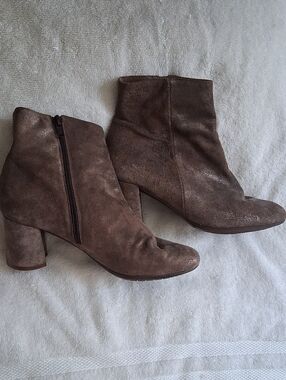 Classic Suede Brown Ankle Booties with Block Heel